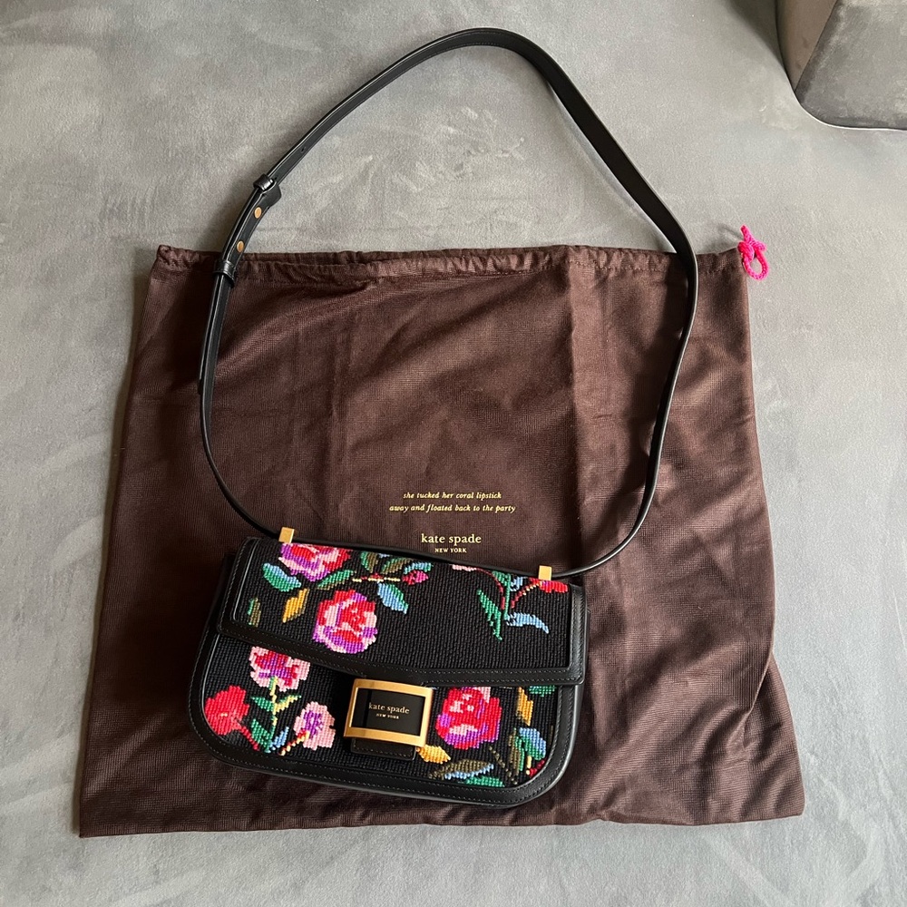 Kate Spade Black Floral Crossbody Bag